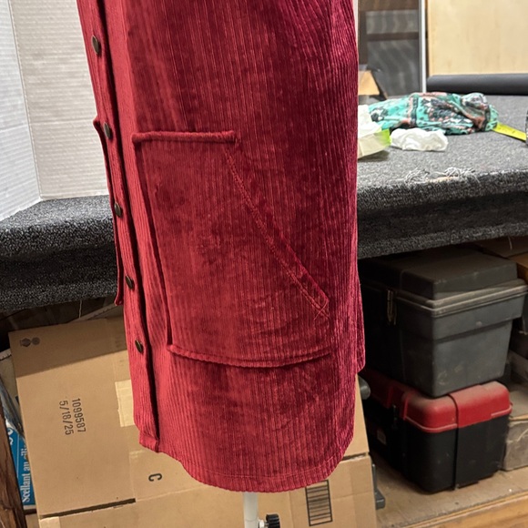 Planet Gold Red Corduroy Overall Dress - Picture 16 of 16